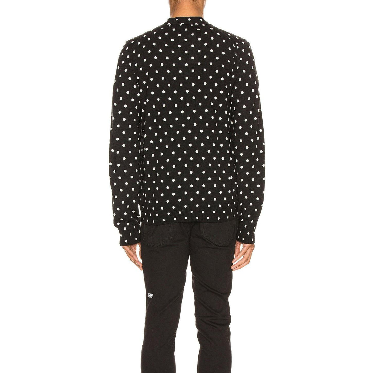 Comme des Garcons PLAY Dot Print Wool Cardigan With Black Emblem Black Natural - Im Your Wardrobe