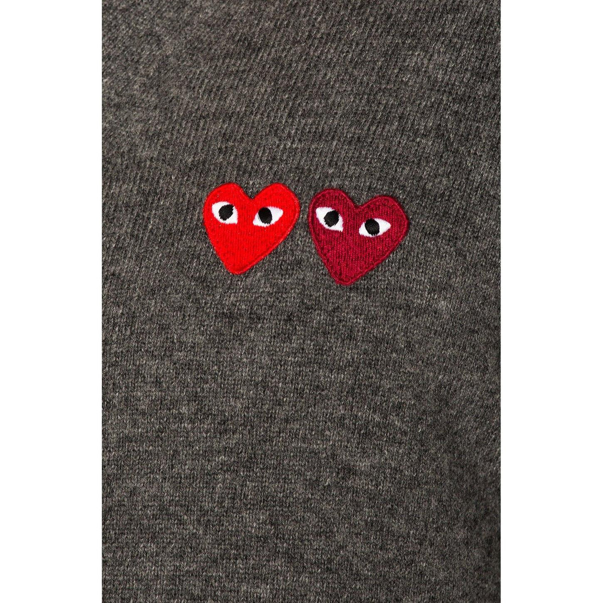 Comme des Garcons PLAY Double Emblem Cardigan Med Grey - Im Your Wardrobe