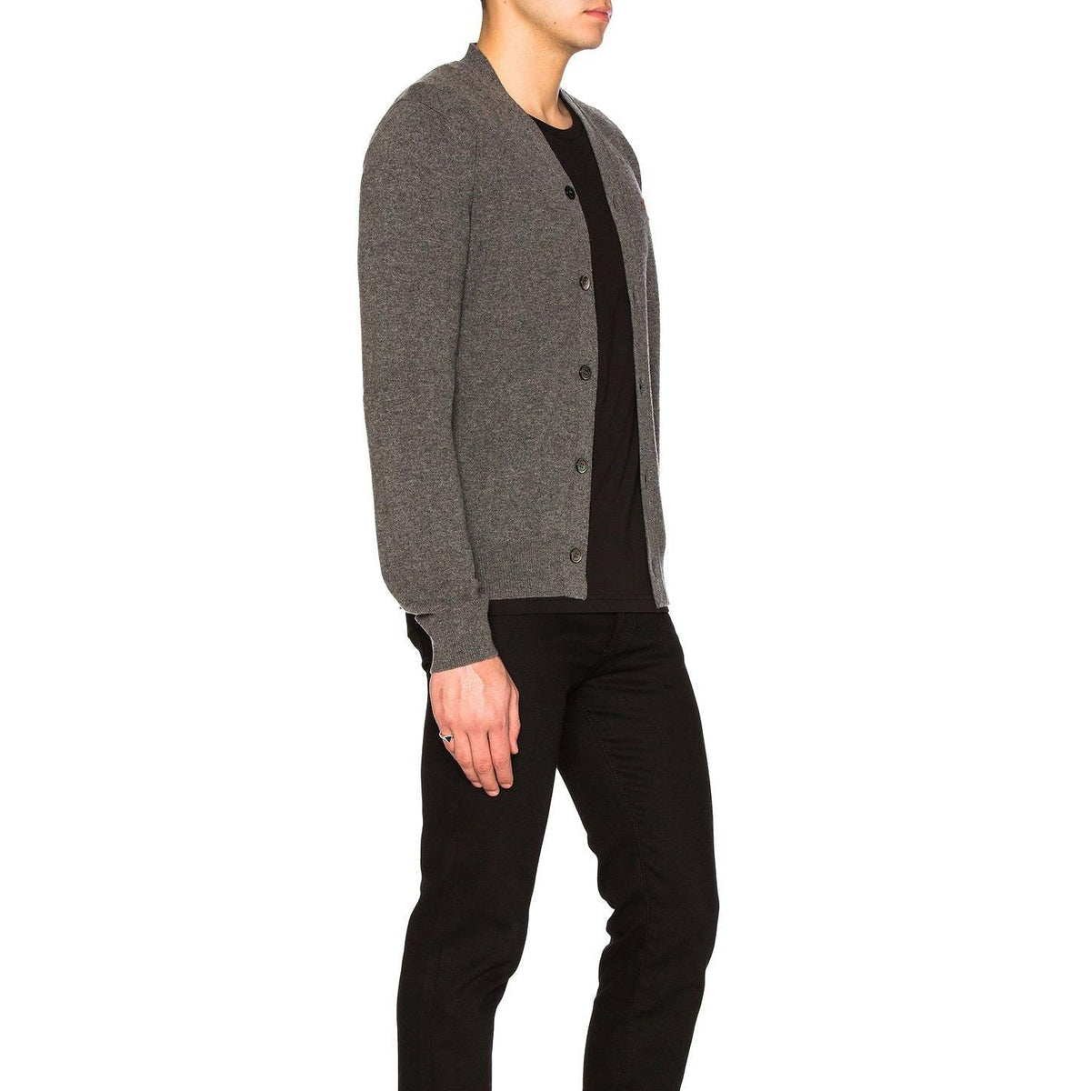 Comme des Garcons PLAY Double Emblem Cardigan Med Grey - Im Your Wardrobe