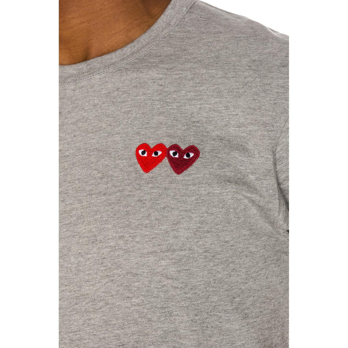 Comme des Garcons PLAY Double Heart Tee Grey - Im Your Wardrobe