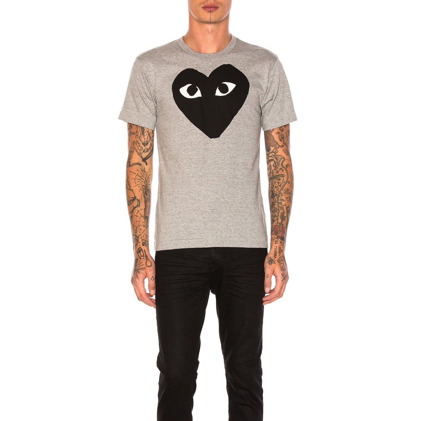 Comme des Garcons PLAY Emblem Cotton Tee Grey Black - Im Your Wardrobe