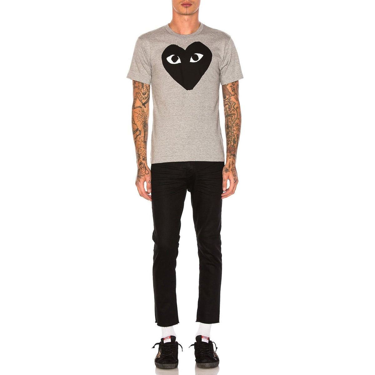 Comme des Garcons PLAY Emblem Cotton Tee Grey Black - Im Your Wardrobe