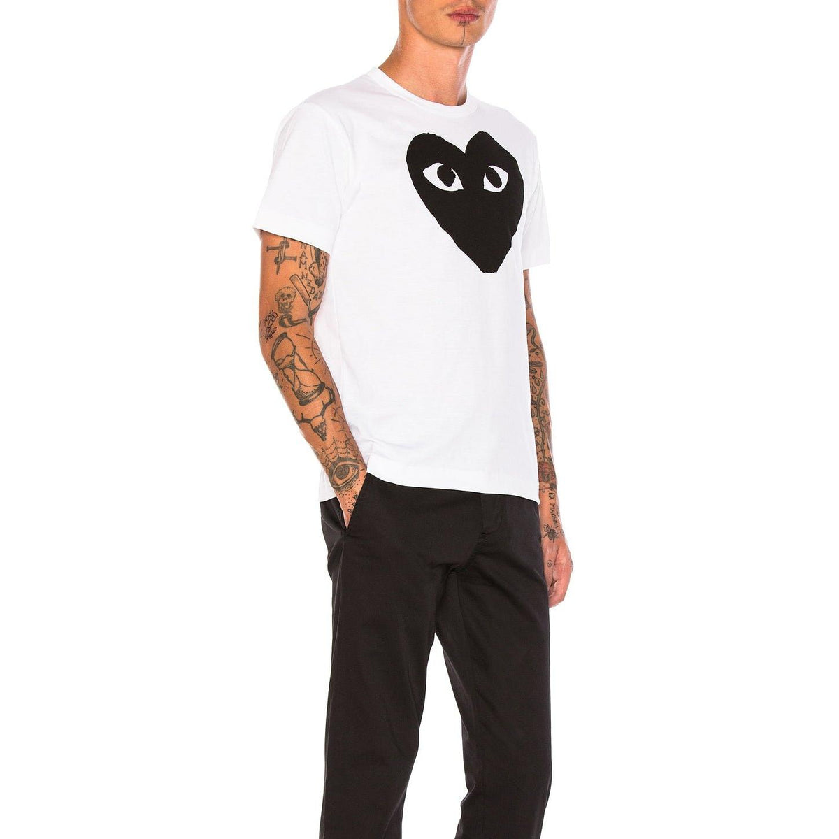 Comme des Garcons PLAY Emblem Cotton Tee White Black - Im Your Wardrobe