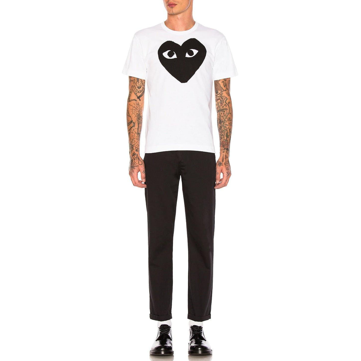 Comme des Garcons PLAY Emblem Cotton Tee White Black - Im Your Wardrobe
