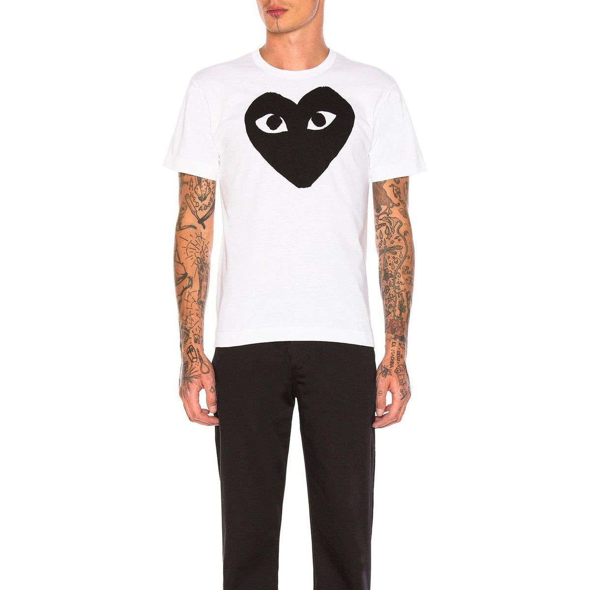 Comme des Garcons PLAY Emblem Cotton Tee White Black - Im Your Wardrobe