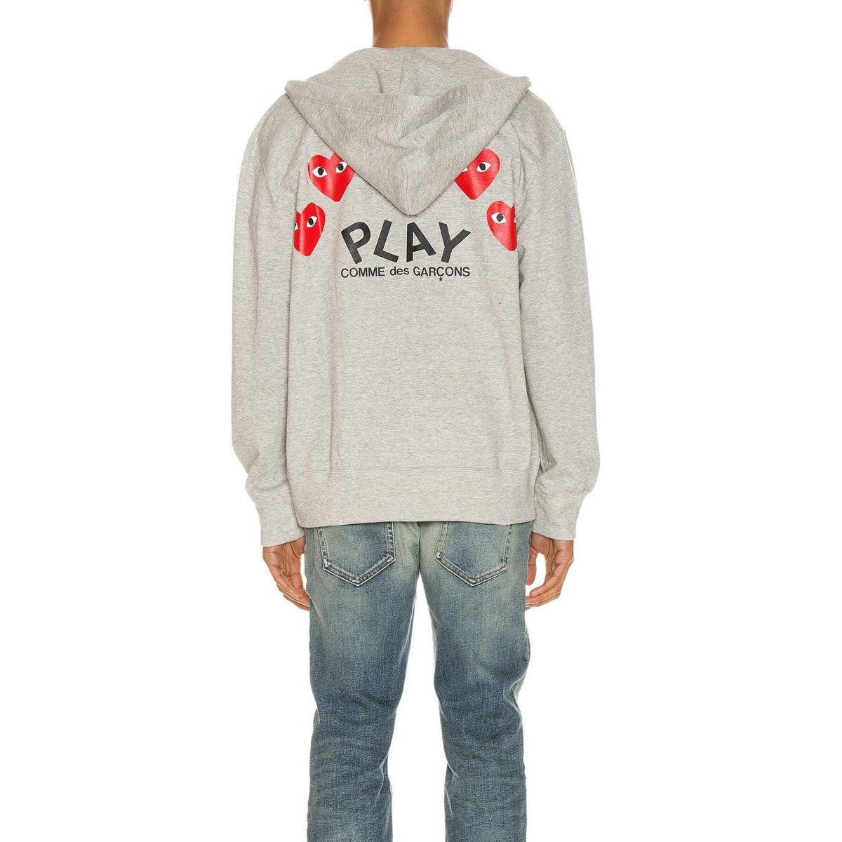 Comme des Garcons PLAY Full Zip Hoodie Grey - Im Your Wardrobe