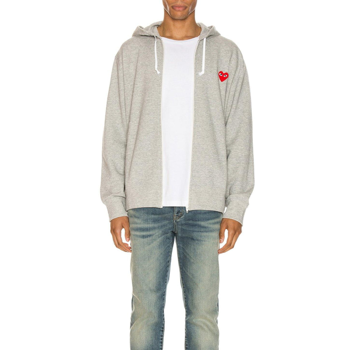 Comme des Garcons PLAY Full Zip Hoodie Grey - Im Your Wardrobe