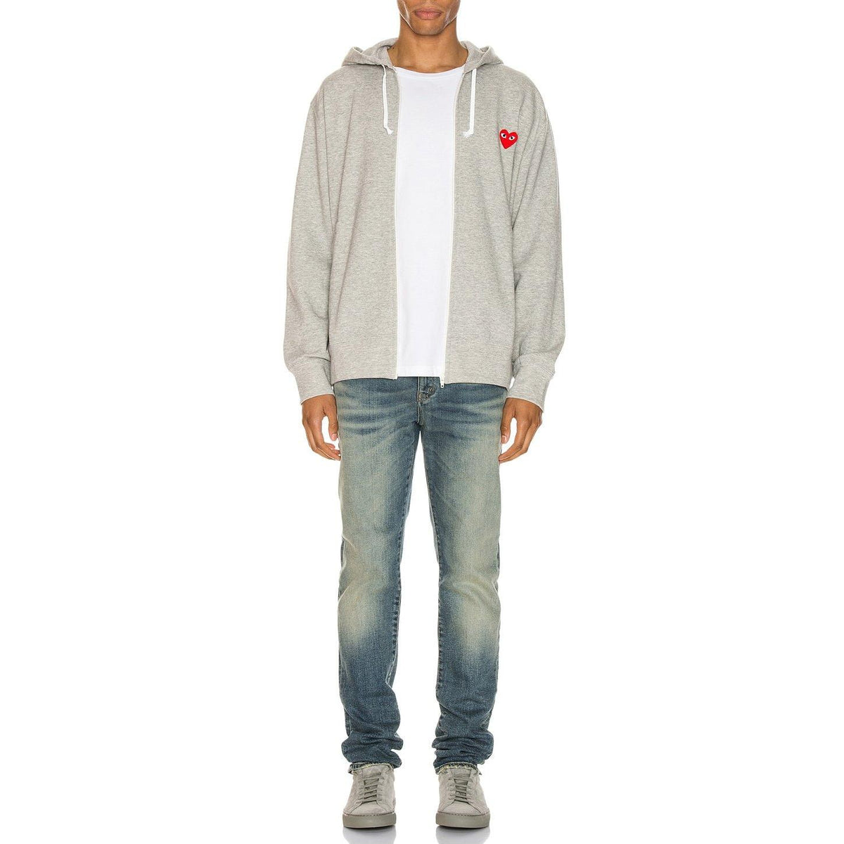 Comme des Garcons PLAY Full Zip Hoodie Grey - Im Your Wardrobe