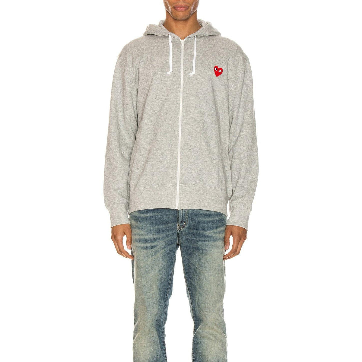Comme des Garcons PLAY Full Zip Hoodie Grey - Im Your Wardrobe