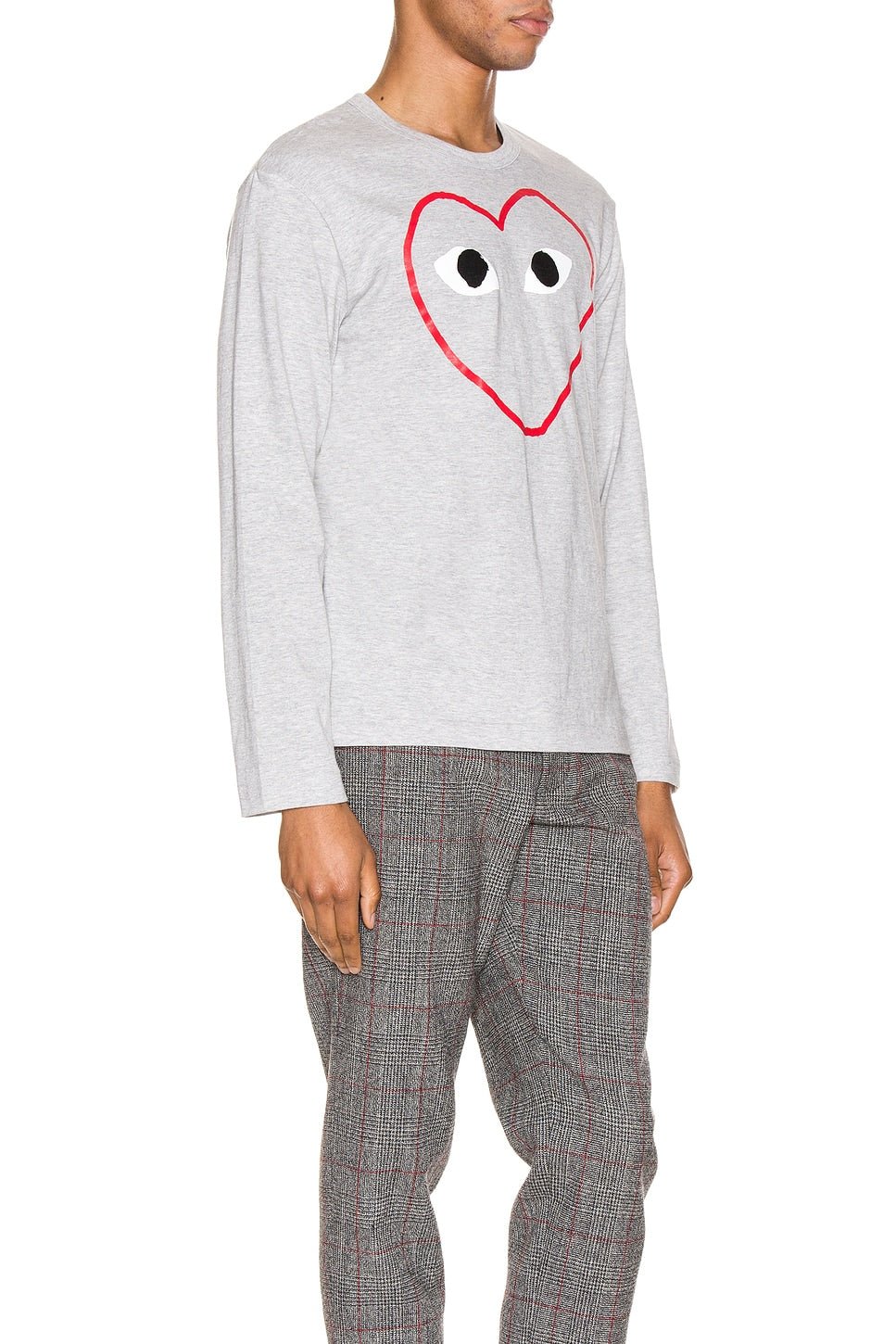 Comme des Garcons PLAY Heart Logo Long Sleeve Tee Grey