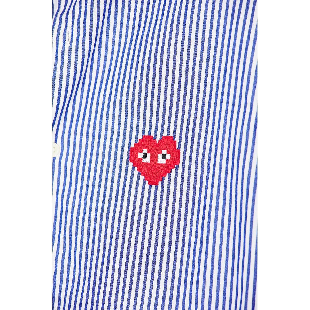 Comme des Garcons PLAY Invader Stripe Shirt Blue White - Im Your Wardrobe