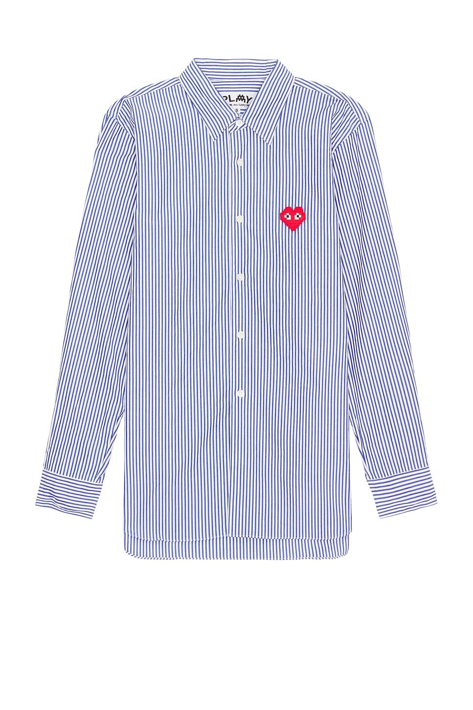 Comme des Garcons PLAY Invader Stripe Shirt Blue White