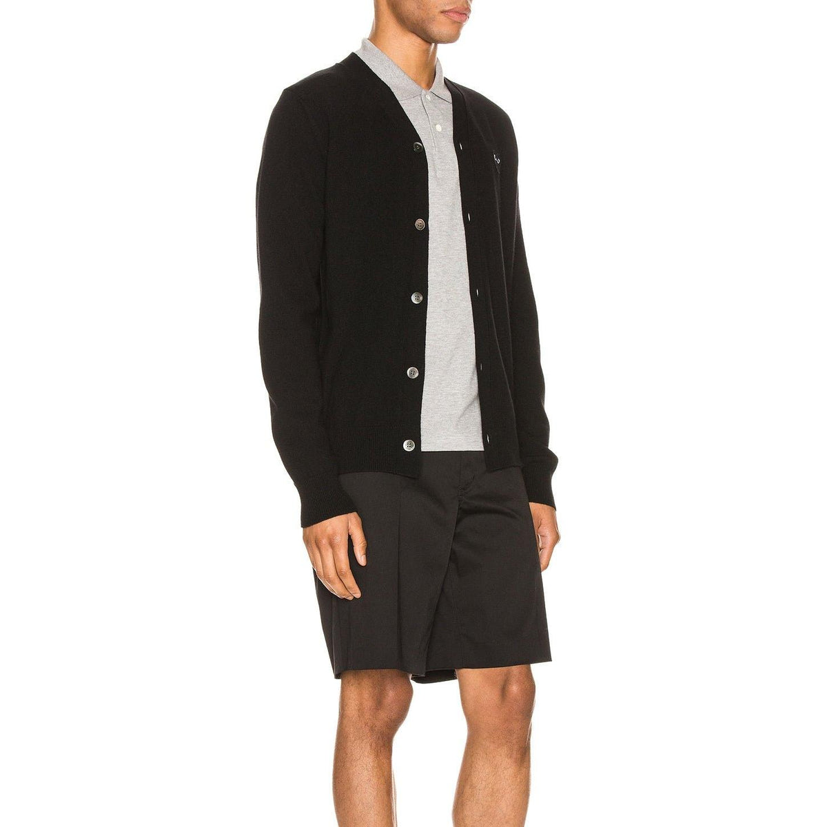 Comme des Garcons PLAY Lambswool Cardigan With Black Emblem Black - Im Your Wardrobe
