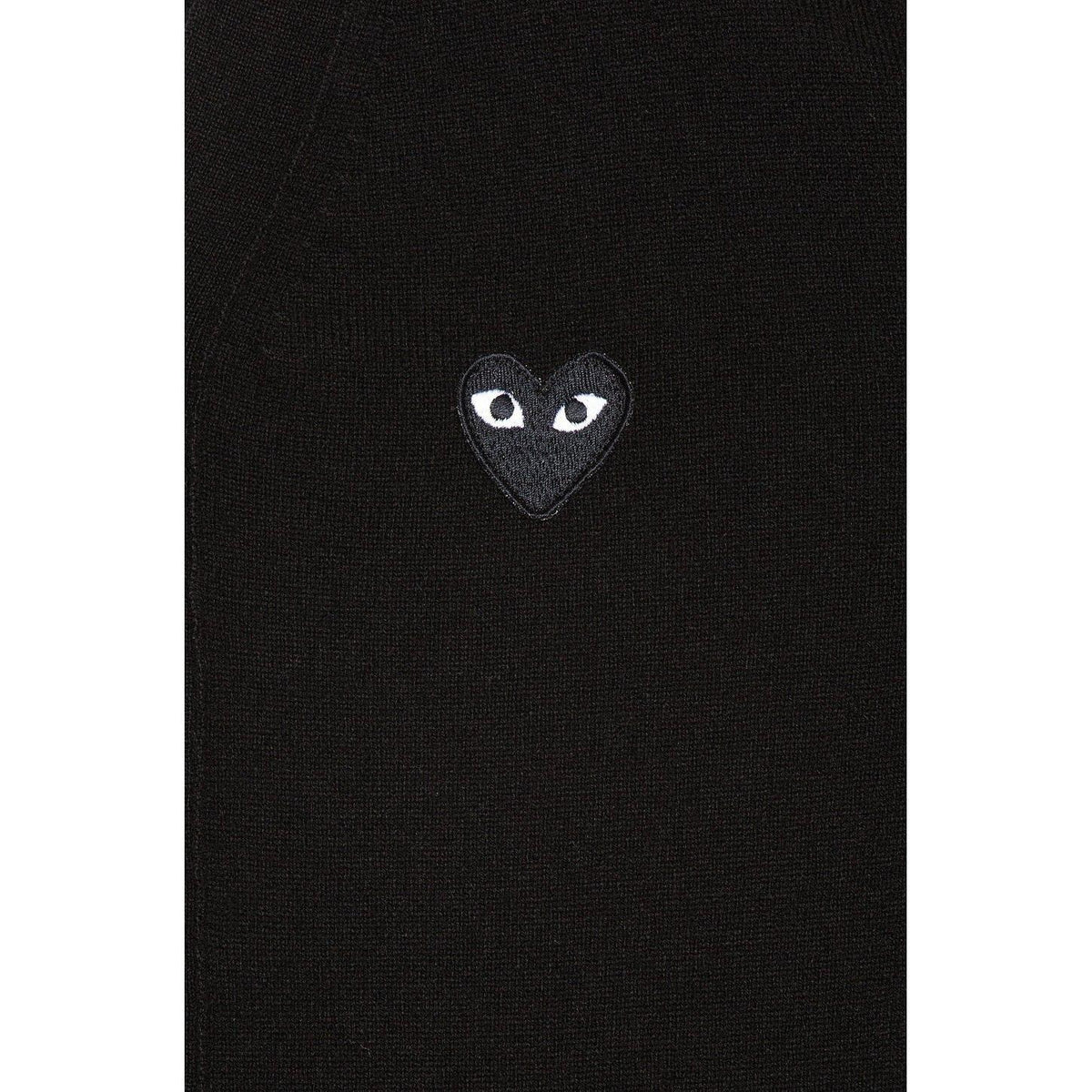 Comme des Garcons PLAY Lambswool Cardigan With Black Emblem Black - Im Your Wardrobe