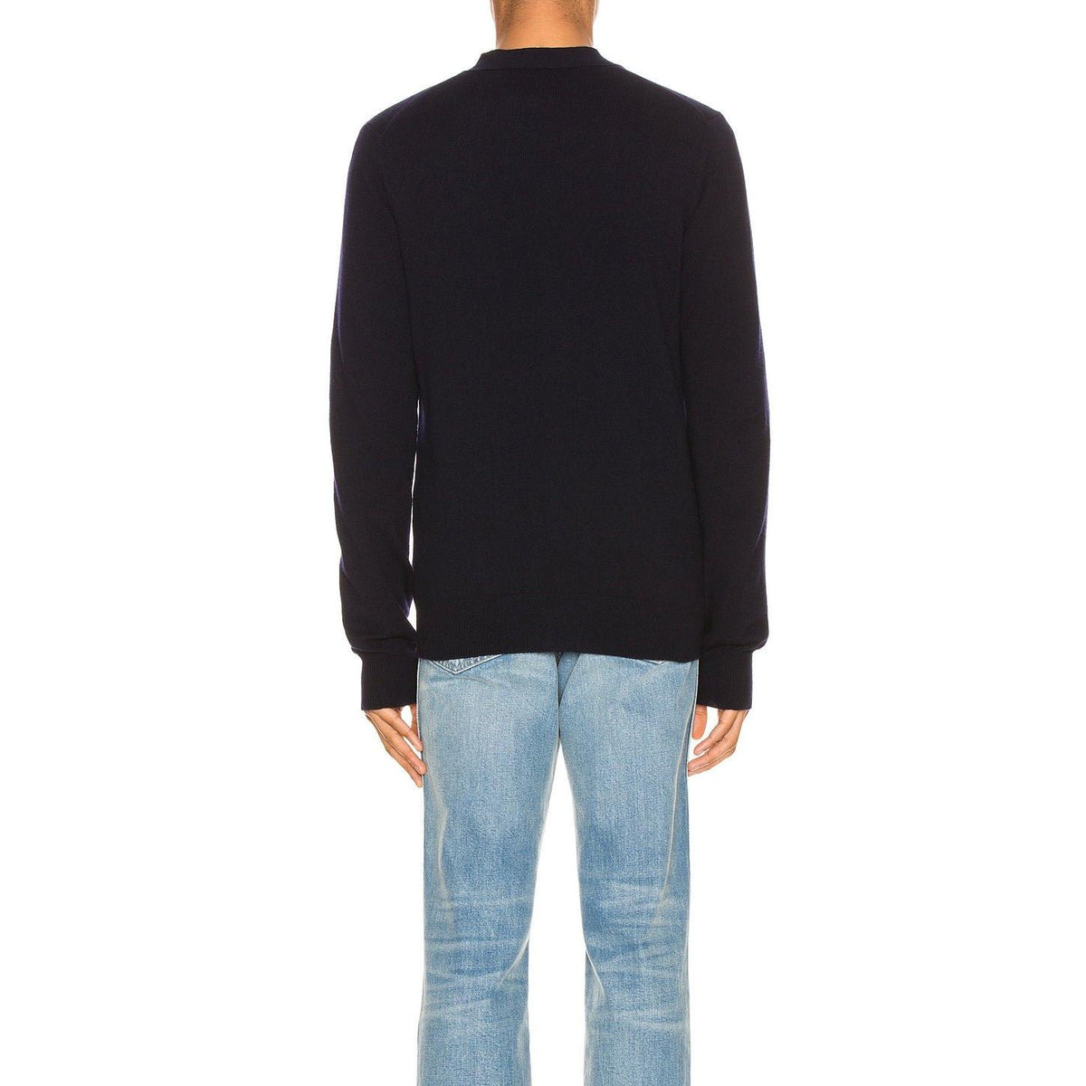 Comme des Garcons PLAY Lambswool Cardigan With Red Emblem Navy - Im Your Wardrobe
