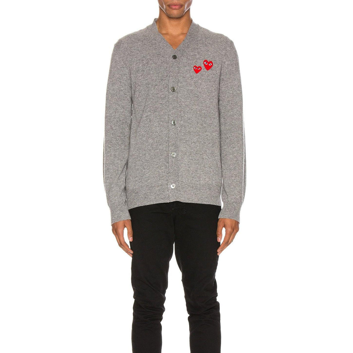 Comme des Garcons PLAY Multi Heart Cardigan Grey - Im Your Wardrobe