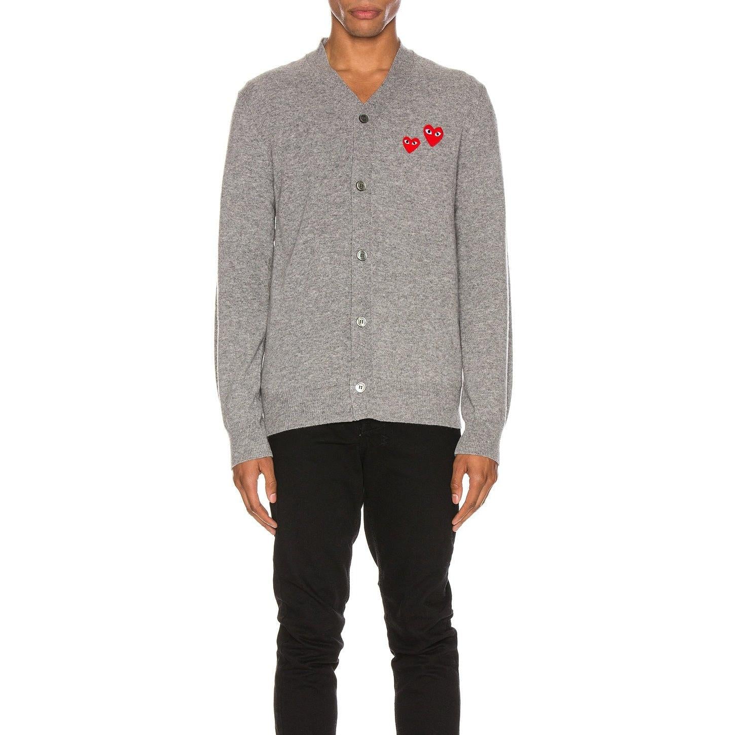 Comme des Garcons PLAY Multi Heart Cardigan Grey