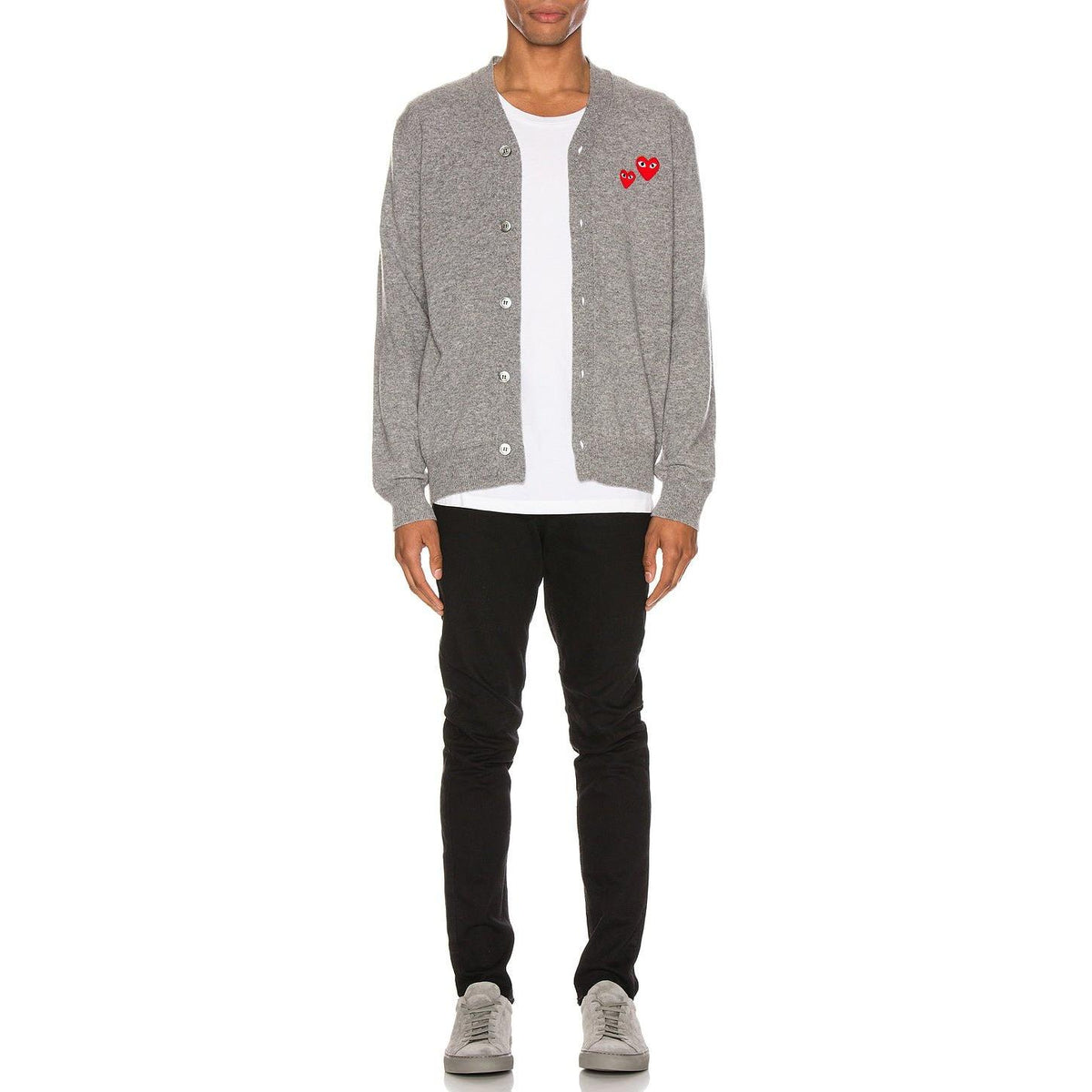 Comme des Garcons PLAY Multi Heart Cardigan Grey - Im Your Wardrobe