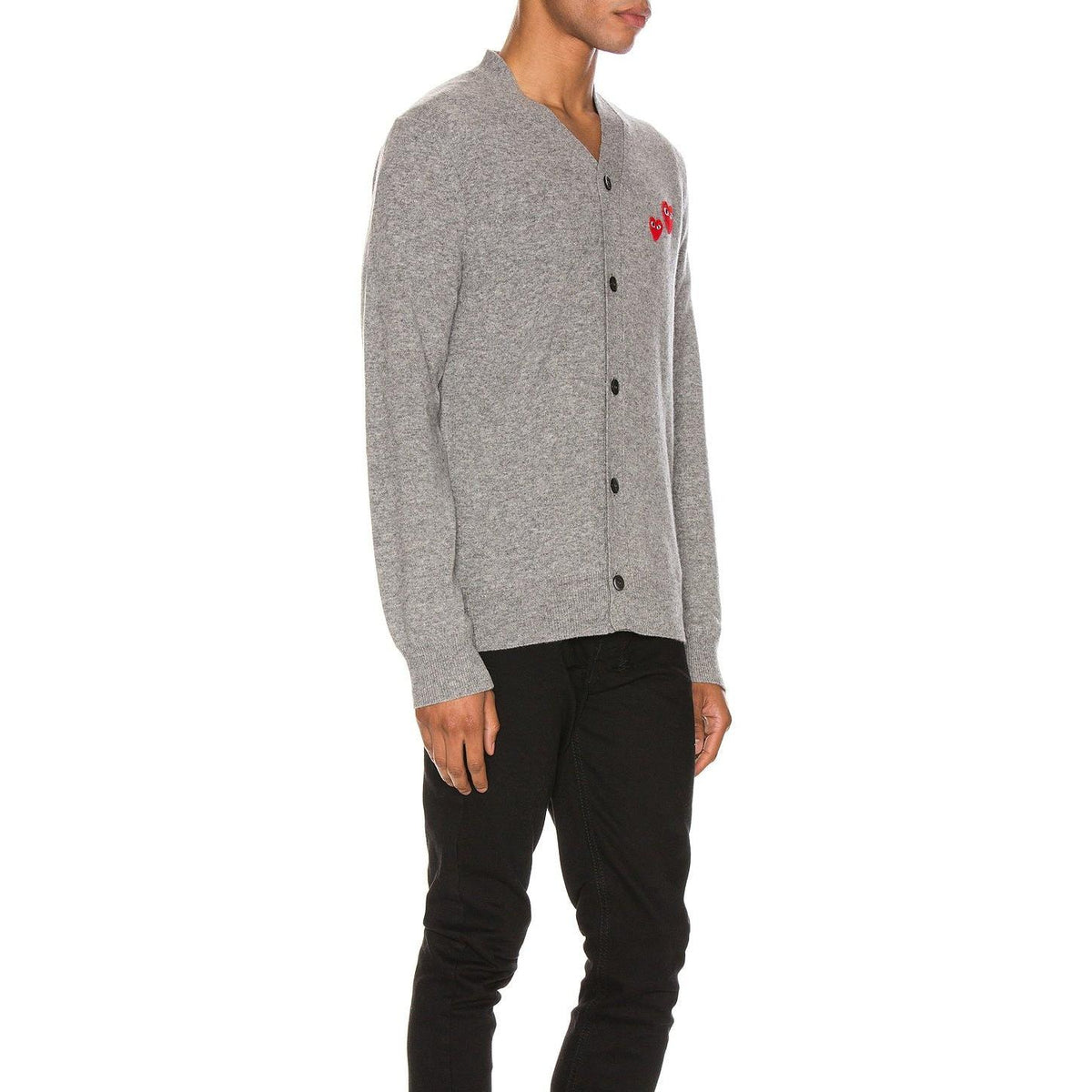 Comme des Garcons PLAY Multi Heart Cardigan Grey - Im Your Wardrobe