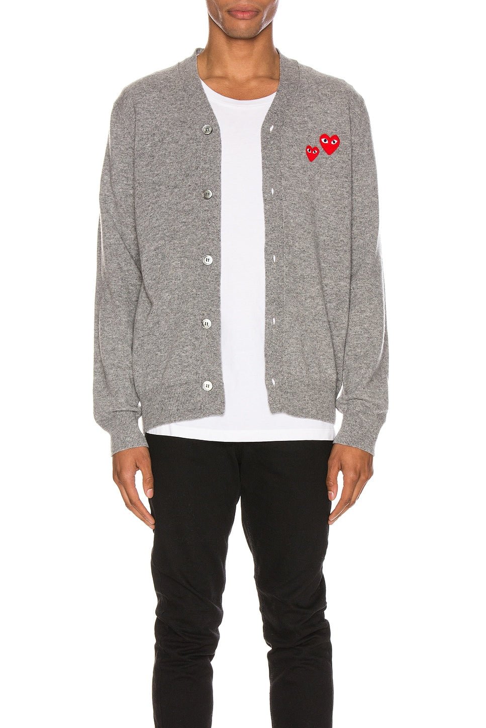 Comme des Garcons PLAY Multi Heart Cardigan Grey