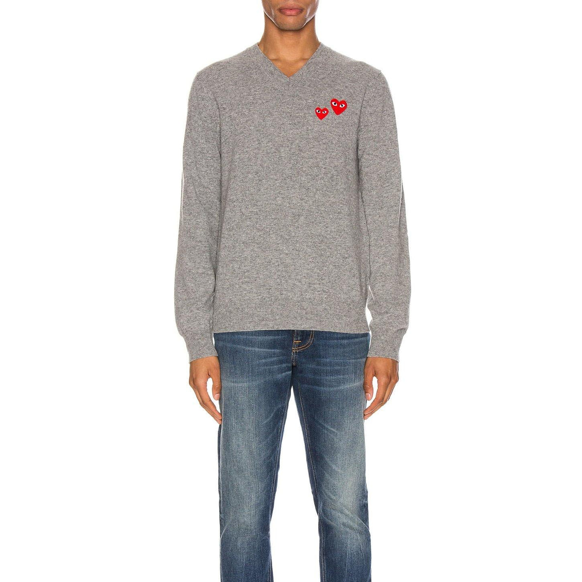 Comme des Garcons PLAY Multi Heart Pullover Sweater Grey - Im Your Wardrobe