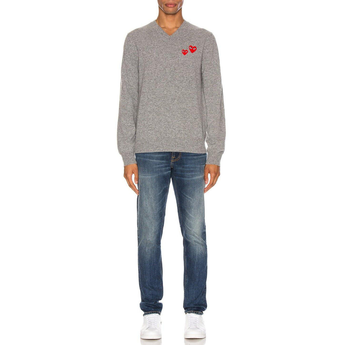 Comme des Garcons PLAY Multi Heart Pullover Sweater Grey - Im Your Wardrobe