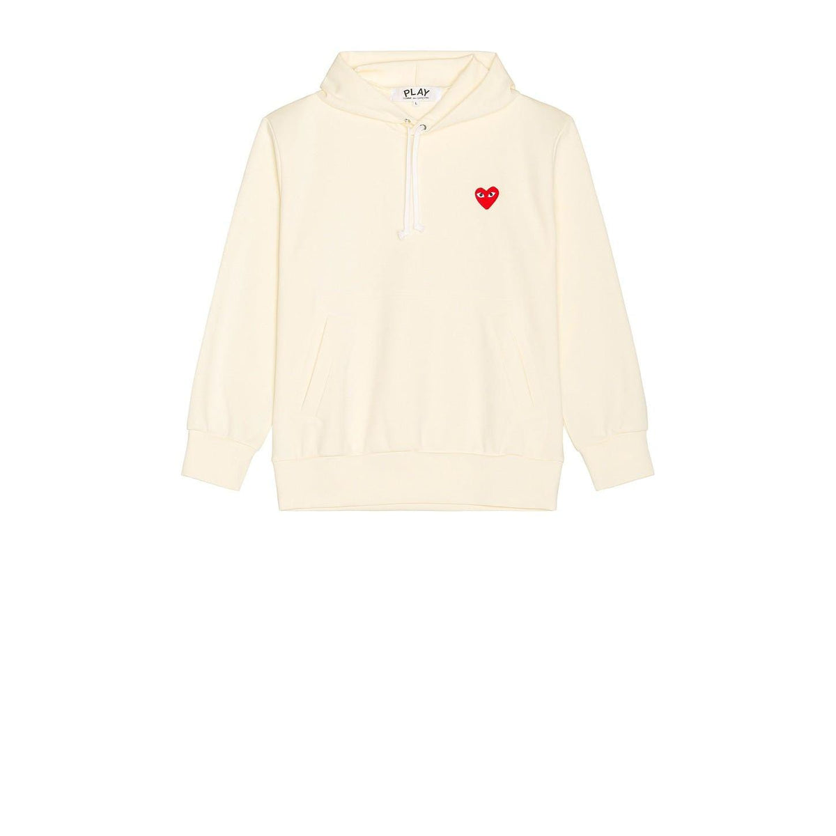 Comme des Garcons PLAY Pullover Hoodie With Red Emblem Ivory - Im Your Wardrobe