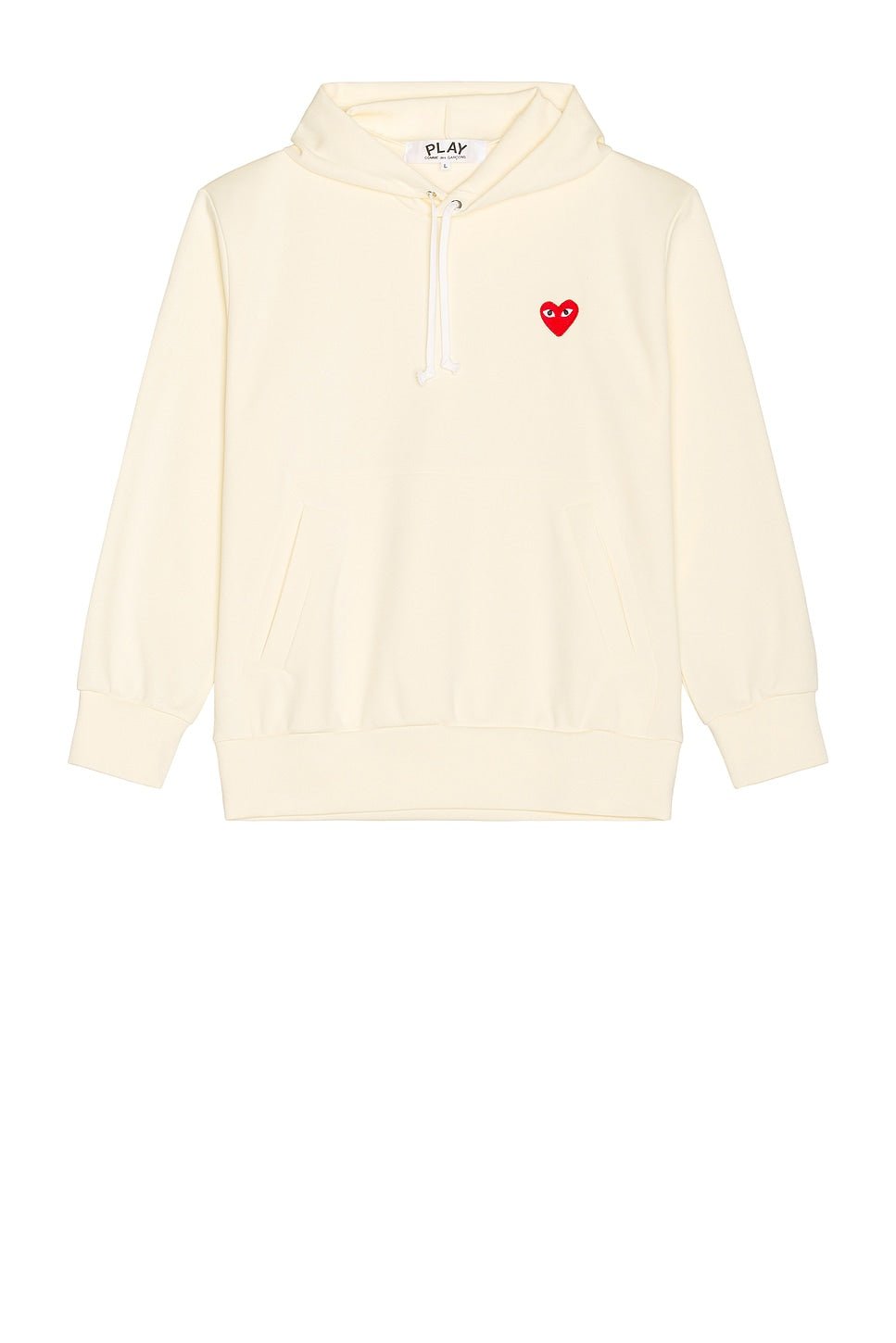 Comme des Garcons PLAY Pullover Hoodie With Red Emblem Ivory