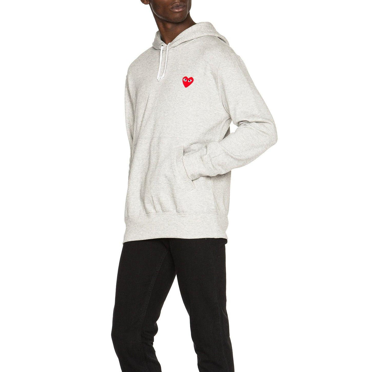 Comme des Garcons PLAY Red Emblem Cotton Hoodie Grey - Im Your Wardrobe