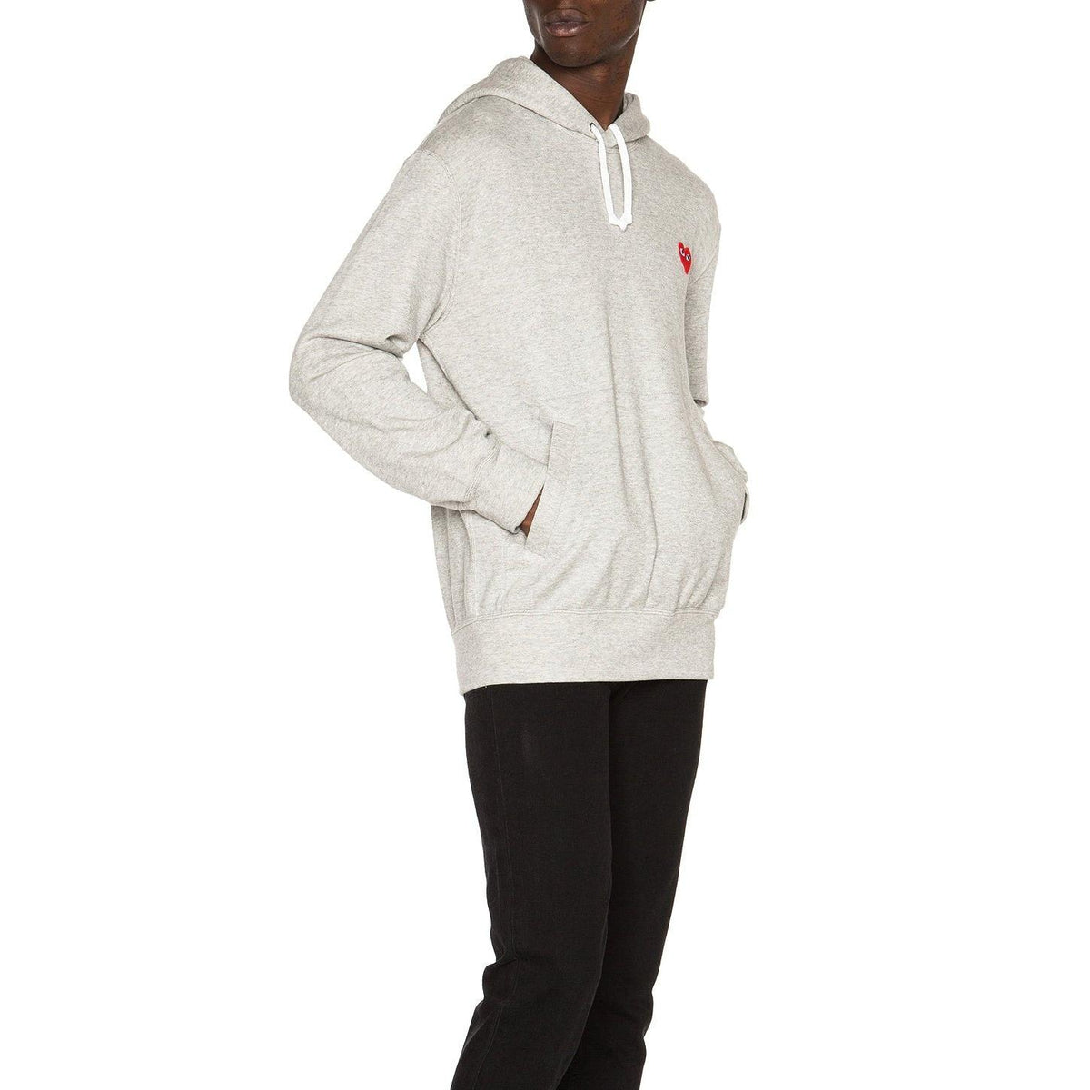 Comme des Garcons PLAY Red Emblem Cotton Hoodie Grey - Im Your Wardrobe
