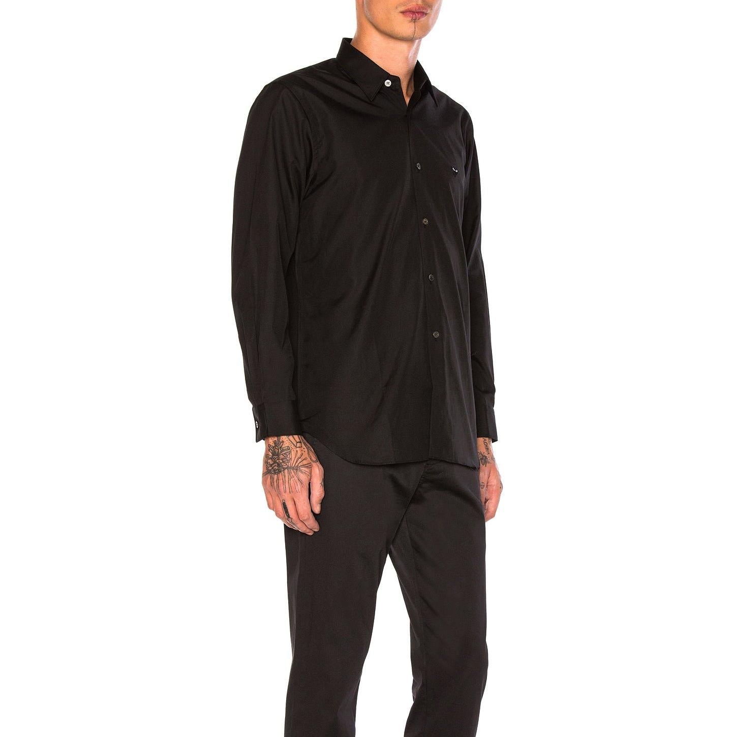Comme des Garcons PLAY Small Black Emblem Cotton Button Down Black - Im Your Wardrobe
