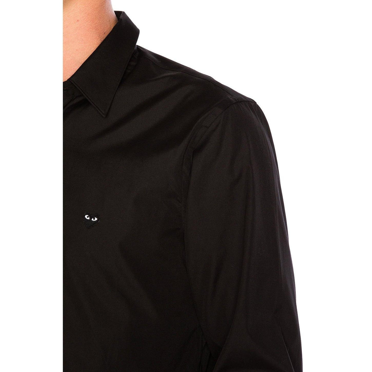 Comme des Garcons PLAY Small Black Emblem Cotton Button Down Black - Im Your Wardrobe
