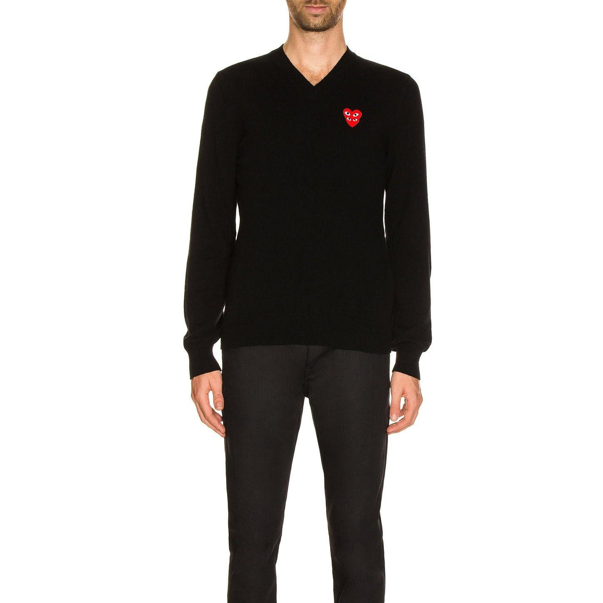 Comme des Garcons PLAY V-Neck Pullover Black - Im Your Wardrobe