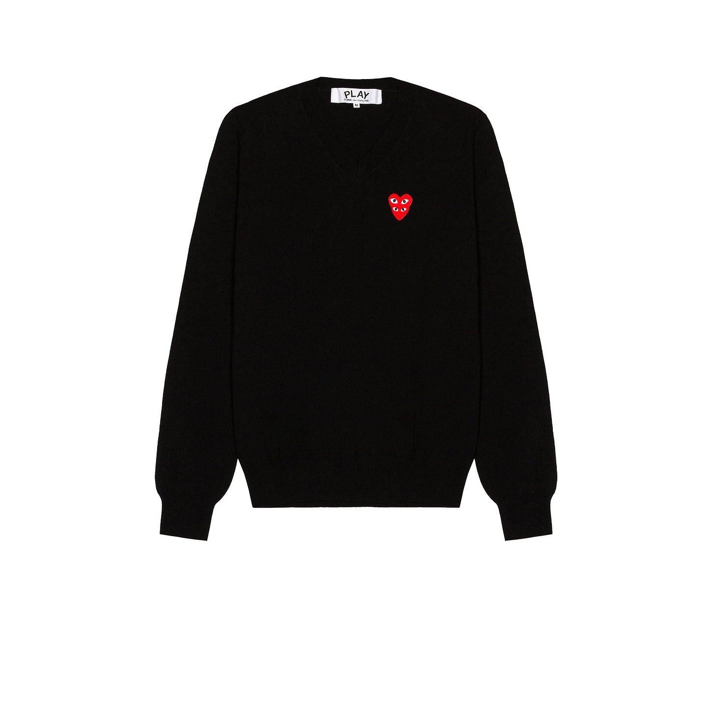 Comme des Garcons PLAY V-Neck Pullover Black - Im Your Wardrobe