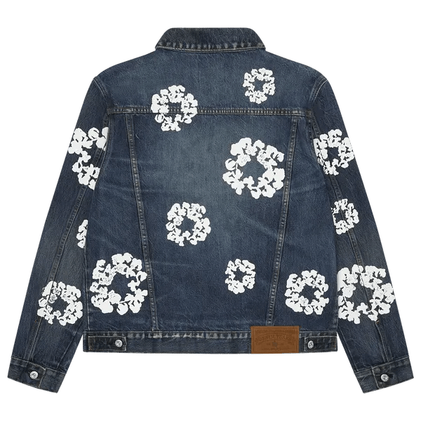 Cotton Wreath Denim Jacket Dark Wash - Im Your Wardrobe