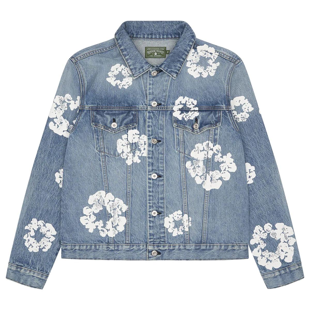 Cotton Wreath Denim Jacket Light Wash - Im Your Wardrobe