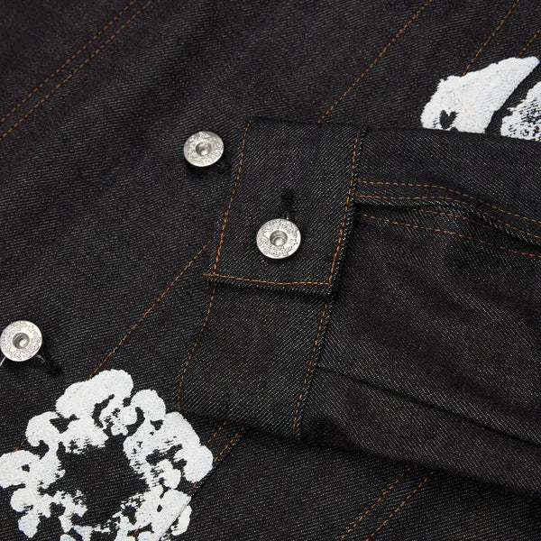 Cotton Wreath Denim Jacket Selvedge - Im Your Wardrobe