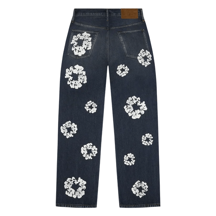Denim Tears Baggy Cotton Wreath Denim Pant Dark Wash - Im Your Wardrobe
