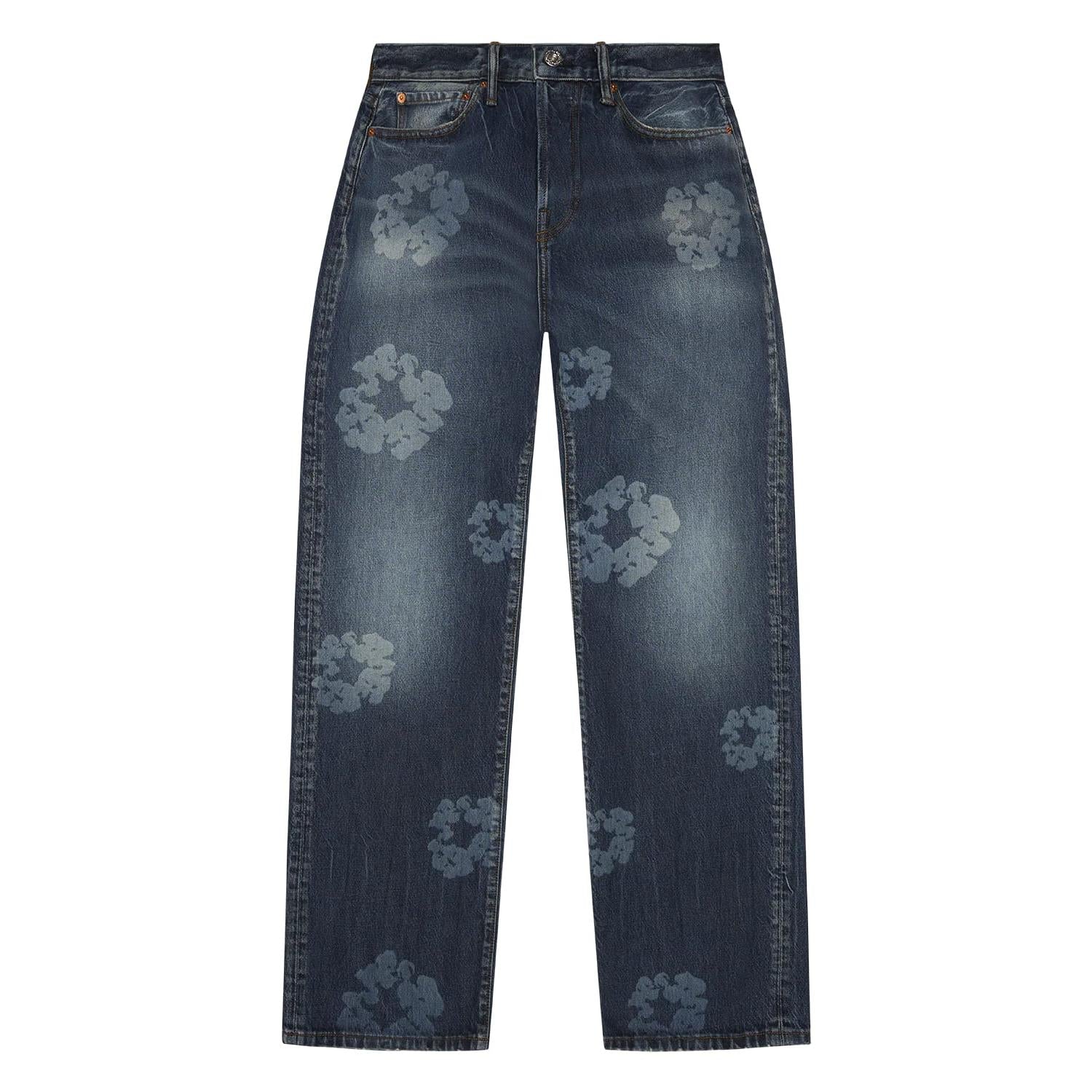 Denim Tears Baggy Laser Cotton Wreath Denim Pant Dark Wash - Im Your Wardrobe