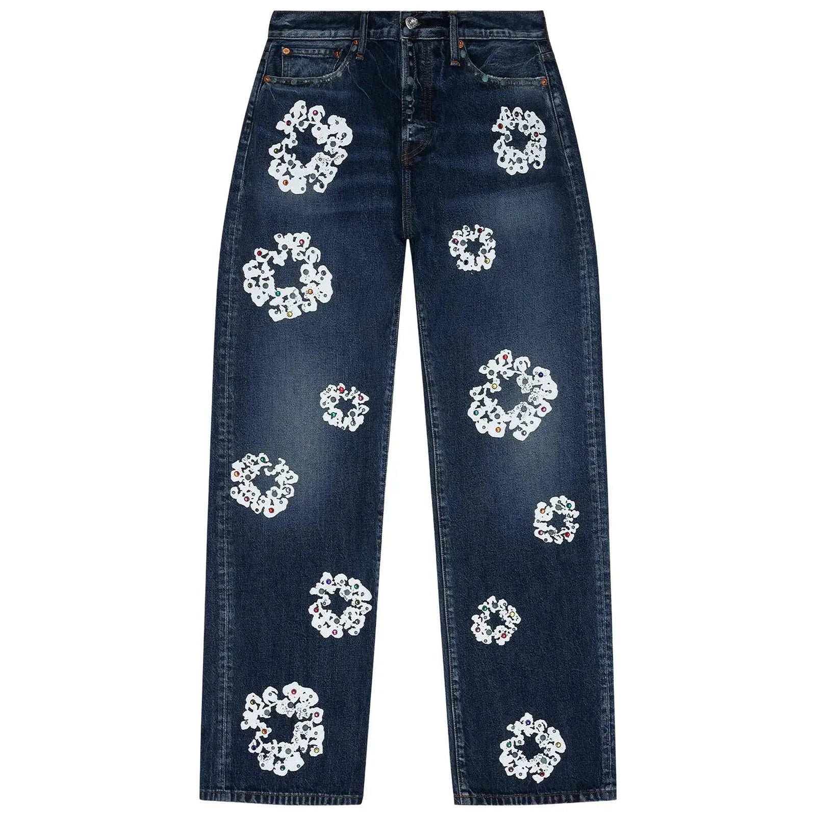 Denim Tears Baggy Rhinestone Cotton Wreath Denim Pant Dark Wash