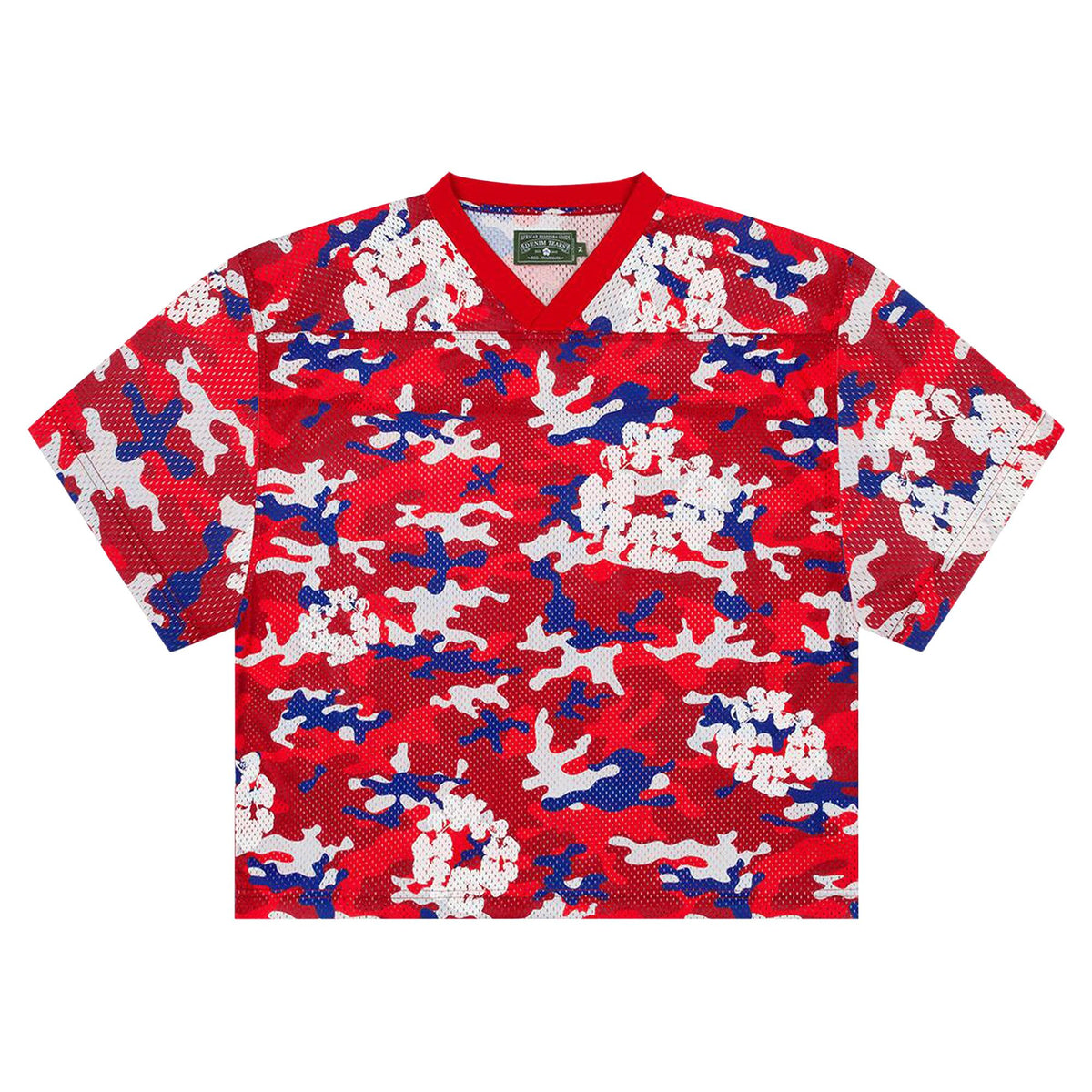Denim Tears Camo Cotton Wreath Mesh Football Top Red - Im Your Wardrobe
