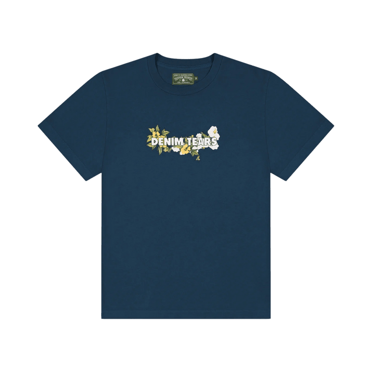 Denim Tears Cotton Floral Logo Tee Navy - Im Your Wardrobe