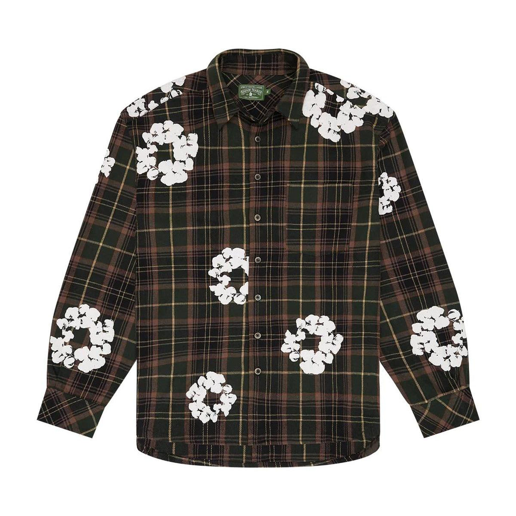 値下げ 新作 denim tears Flannel Shirt Green denim-tears-cotton-wreath-