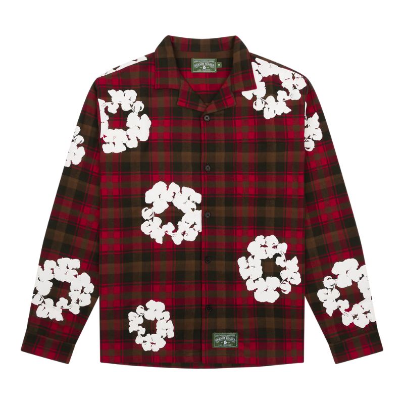 Denim Tears Cotton Wreath Pajama Shirt &#39;Red&#39; - Im Your Wardrobe