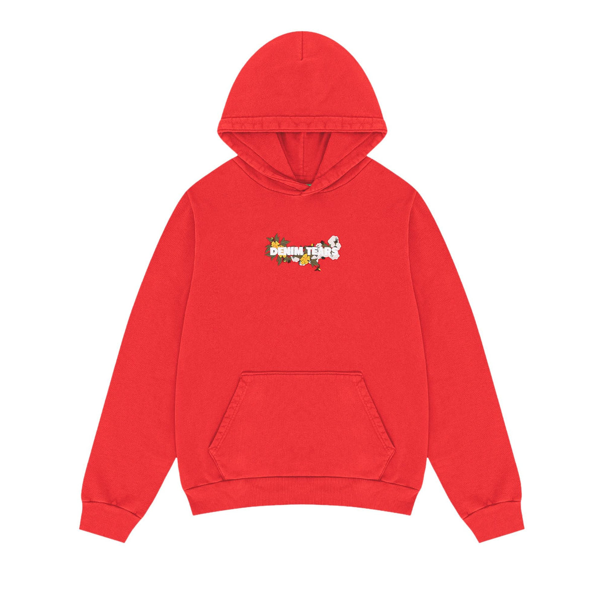 Denim Tears Floral Embroidered Logo Hoodie Red - Im Your Wardrobe