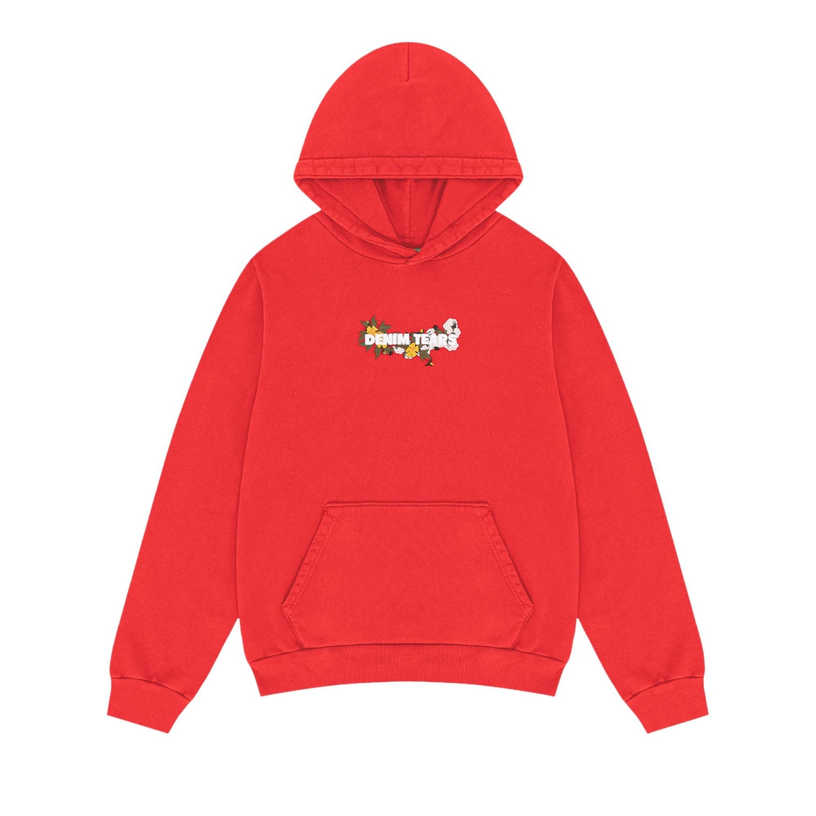 Denim Tears Floral Embroidered Logo Hoodie Red - Im Your Wardrobe