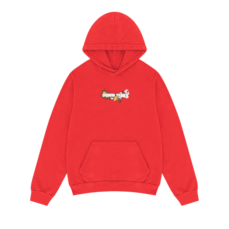 Denim Tears Floral Embroidered Logo Hoodie Red - Im Your Wardrobe
