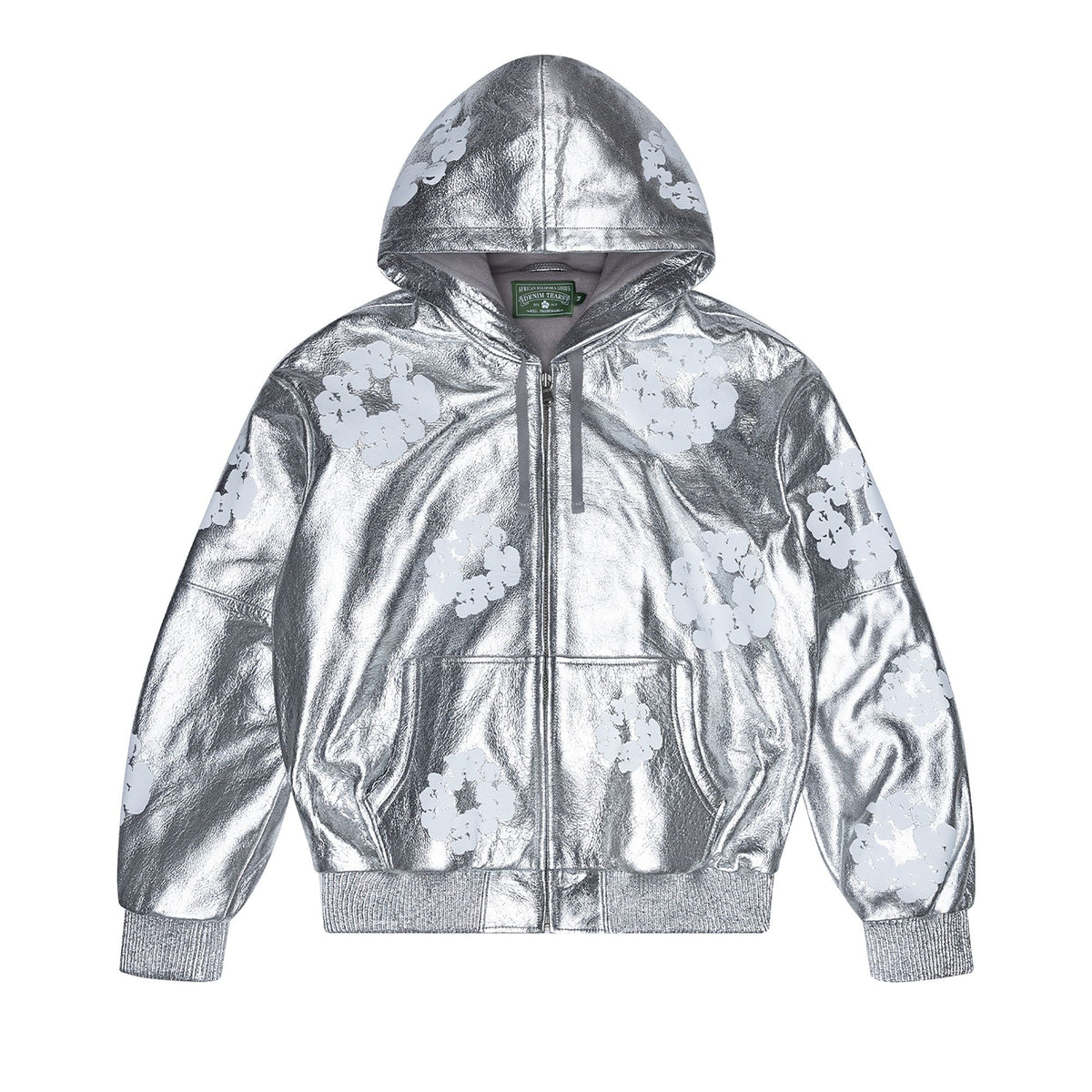 Denim Tears Leather Cotton Wreath Zip Hoodie Silver - Im Your Wardrobe