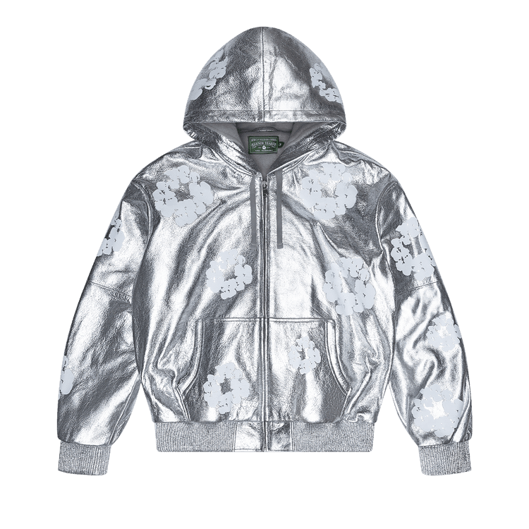Denim Tears Leather Cotton Wreath Zip Hoodie Silver - Im Your Wardrobe