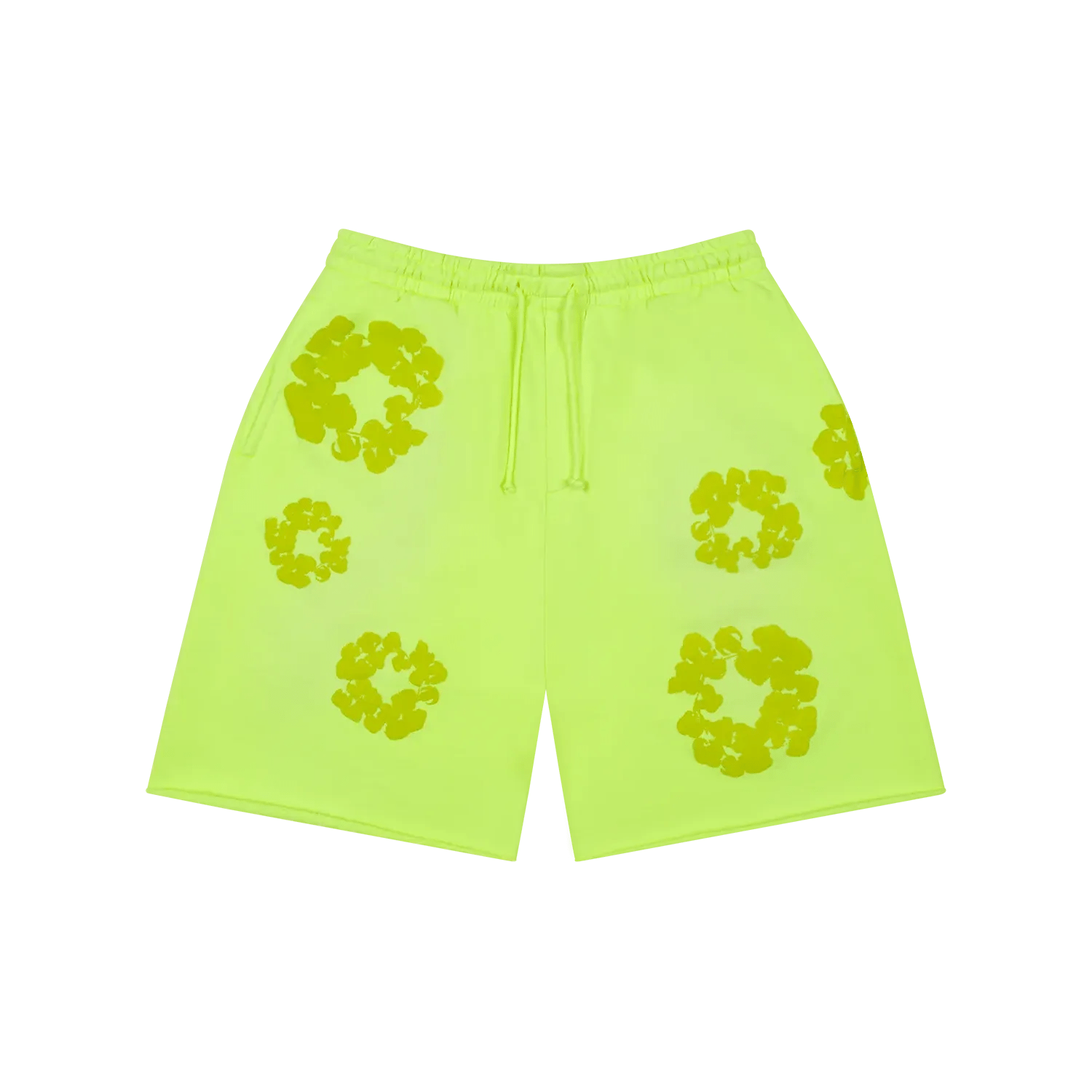 Denim Tears Mono Cotton Wreath Sweat Shorts Neon Green - Im Your Wardrobe